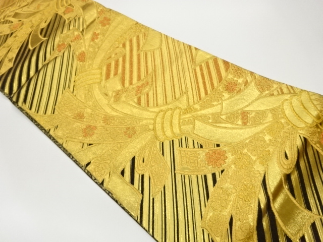 JAPANESE FUKURO OBI / WOVEN PINE & FLOWER